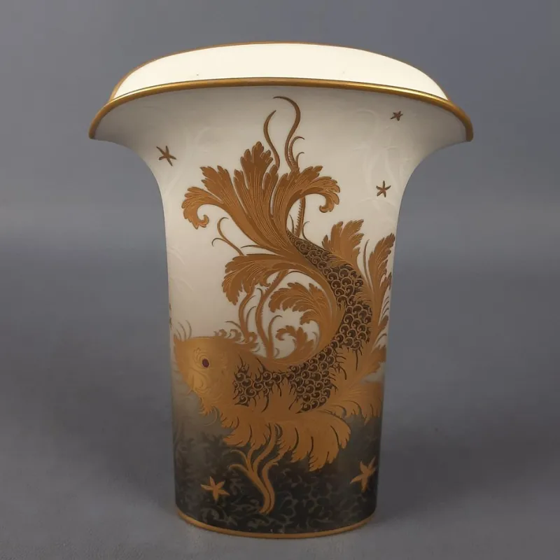 Discount Pamono Handmade 24 Karat Gold-Plated Porcelain Goldfish Vase from Morbelli, 1970s
