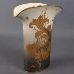 Discount Pamono Handmade 24 Karat Gold-Plated Porcelain Goldfish Vase from Morbelli, 1970s
