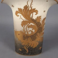 Discount Pamono Handmade 24 Karat Gold-Plated Porcelain Goldfish Vase from Morbelli, 1970s