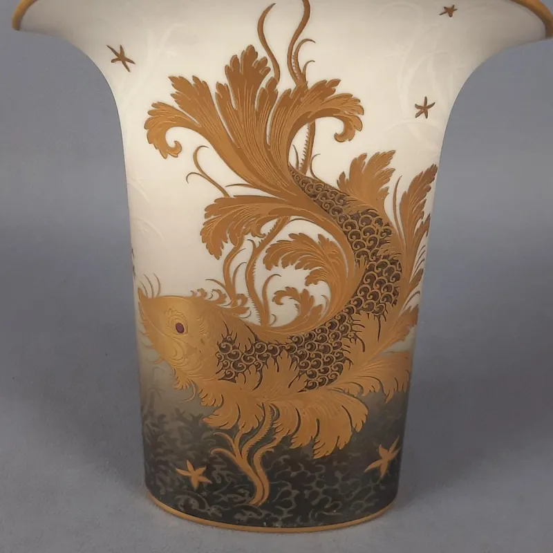 Discount Pamono Handmade 24 Karat Gold-Plated Porcelain Goldfish Vase from Morbelli, 1970s