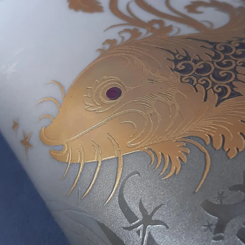 Discount Pamono Handmade 24 Karat Gold-Plated Porcelain Goldfish Vase from Morbelli, 1970s