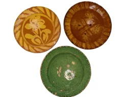 Pamono Handmade Clay Bowl Pottery Bowl Plate, 1930s, Set of 3> Dinner Plates & Bowls