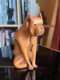 Hot Pamono Handmade Leather Dog from Deru, Germany, 1960s