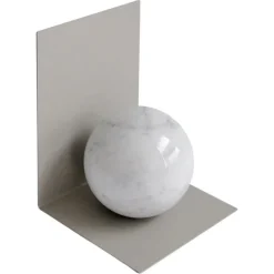Pamono Handmade Metal Bookend with Sphere in White Carrara Marble from Fiam> Bookends