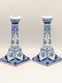 Hot Pamono Hand-Painted Candlesticks from Royal Delft, 1988, Set of 2