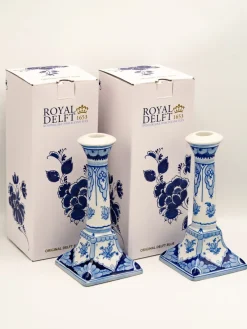Hot Pamono Hand-Painted Candlesticks from Royal Delft, 1988, Set of 2