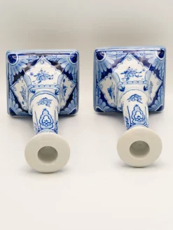 Hot Pamono Hand-Painted Candlesticks from Royal Delft, 1988, Set of 2