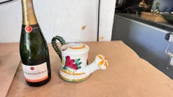 Discount Pamono Hand-Painted Ceramic Indoor Watering Can with Floral Motifs, 20th Century