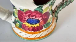 Discount Pamono Hand-Painted Ceramic Indoor Watering Can with Floral Motifs, 20th Century