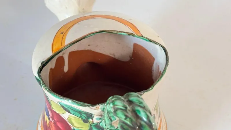 Discount Pamono Hand-Painted Ceramic Indoor Watering Can with Floral Motifs, 20th Century