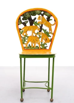 Pamono Hand-Painted Childrens Table and Chairs, India, 1993, Set of 3><noscript><img width=