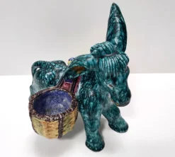 Pamono Hand-Painted Earthenware Figural Donkey Table Salt Cellar and Pepper Mill, Italy, 1983><noscript><img width=