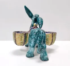 Pamono Hand-Painted Earthenware Figural Donkey Table Salt Cellar and Pepper Mill, Italy, 1983><noscript><img width=