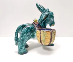 Pamono Hand-Painted Earthenware Figural Donkey Table Salt Cellar and Pepper Mill, Italy, 1983><noscript><img width=