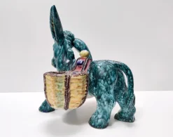 Pamono Hand-Painted Earthenware Figural Donkey Table Salt Cellar and Pepper Mill, Italy, 1983><noscript><img width=