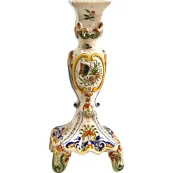 Pamono Hand-Painted Faience Candleholder, Rouen, 1900s> Candleholders