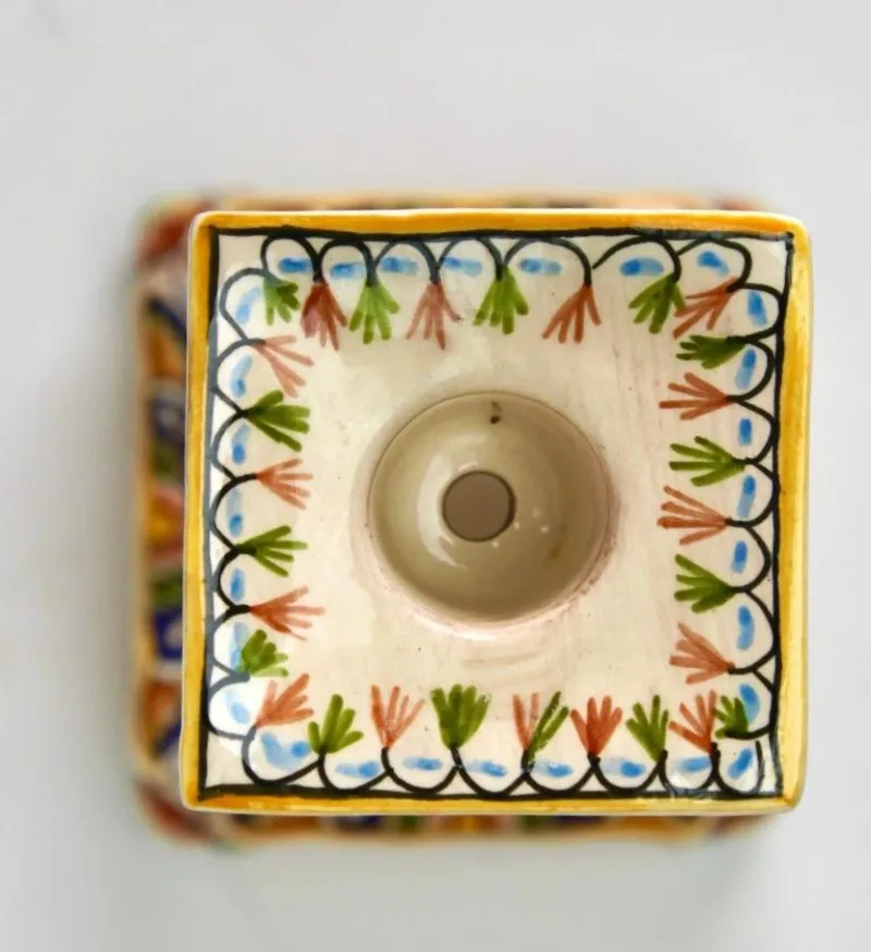 Pamono Hand-Painted Faience Candleholder, Rouen, 1900s> Candleholders