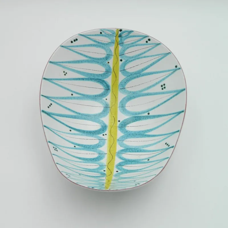 Pamono Hand-Painted Free-Form Faience Bowl by Stig Lindberg for Gustavsberg Sweden, 1960s> Bowls