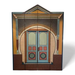 Pamono Hand-Painted Indian Portico Style Screen, 1980s> Room Dividers & Screens