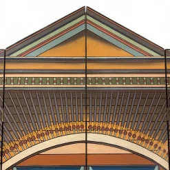 Pamono Hand-Painted Indian Portico Style Screen, 1980s> Room Dividers & Screens