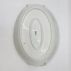 Pamono Hand-Painted Lattice Border Two-Handled Porcelain Tray from Meissen Porcelain, 1950s><noscript><img width=