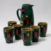 Sale Pamono Hand-Painted Santulli Deruta Carafe and Glasses, 1960s, Set of 7