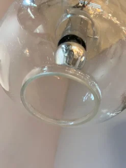 Pamono Hanging Lamp in Glass and Chrome from Glashütte Limburg><noscript><img width=