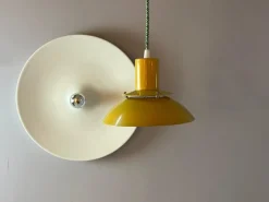 Pamono Hanging Lamp in Yellow Metal by Belid><noscript><img width=