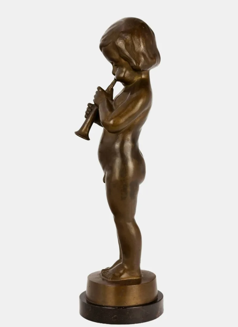 Pamono Hans Harders, Boy Playing the Shawm, 1920s, Bronze> Art Deco