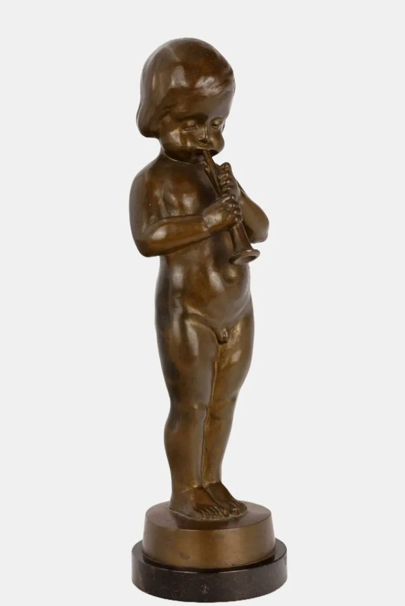 Pamono Hans Harders, Boy Playing the Shawm, 1920s, Bronze> Art Deco