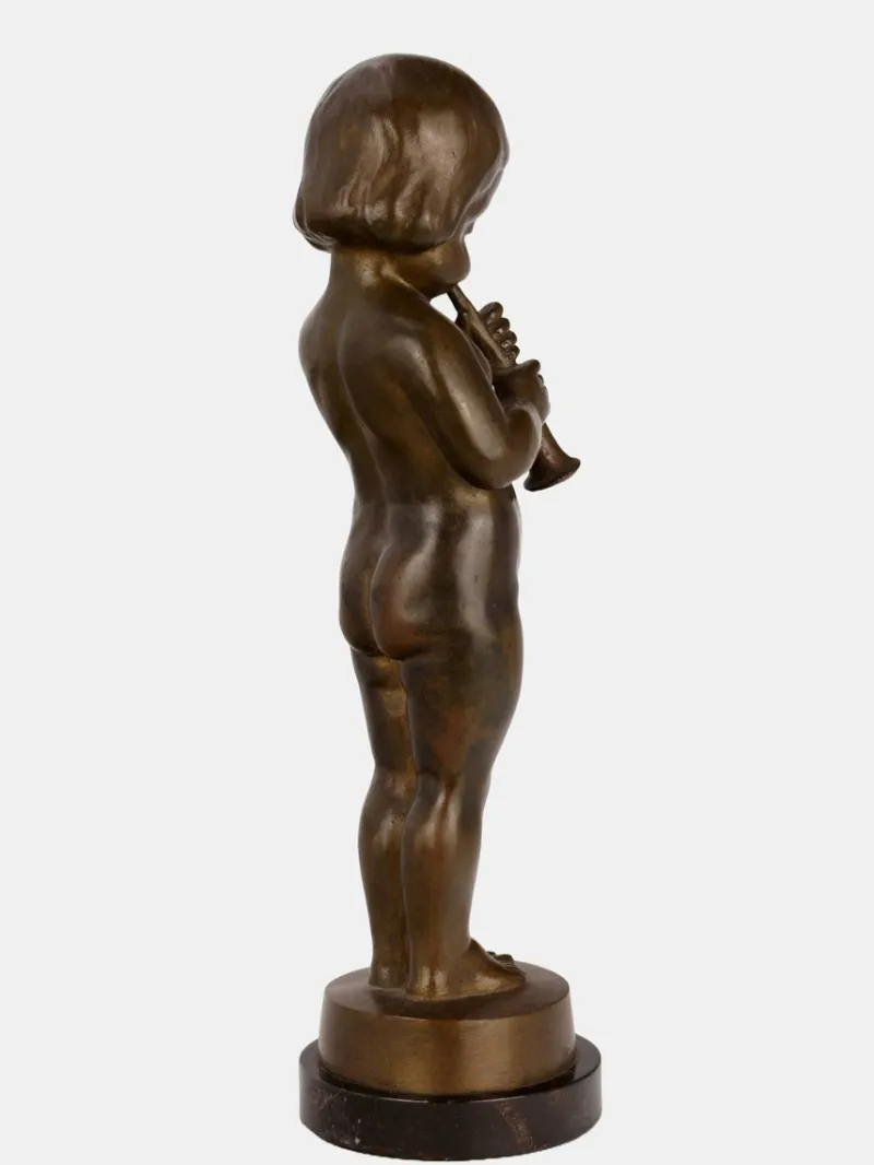 Pamono Hans Harders, Boy Playing the Shawm, 1920s, Bronze> Art Deco