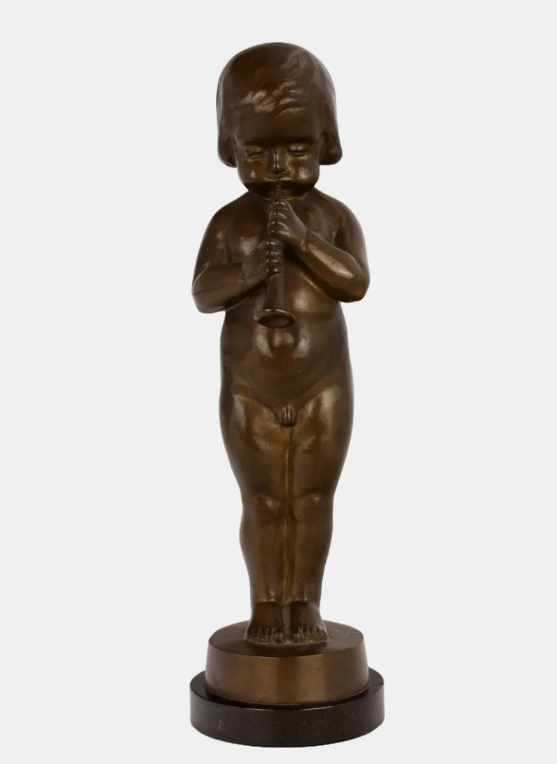 Pamono Hans Harders, Boy Playing the Shawm, 1920s, Bronze> Art Deco