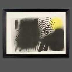 Pamono Hans Hartung, 1971, Crayon & Lithograph, Framed> Minimalist