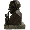 Hot Pamono Hans Muller, Bust of a Man with a Pipe, Late 19th Century, Bronze on Marble Base