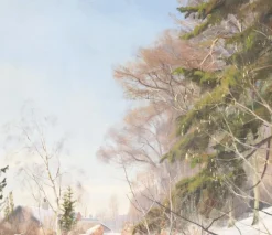 Pamono Harald Pryn, Winter Landscape, 1949, Oil on Panel, Framed><noscript><img width=