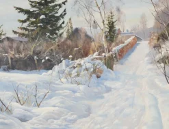 Pamono Harald Pryn, Winter Landscape, 1949, Oil on Panel, Framed><noscript><img width=