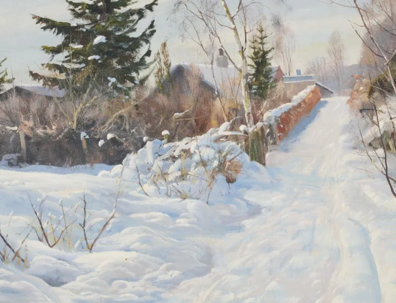 Pamono Harald Pryn, Winter Landscape, 1949, Oil on Panel, Framed> Mid-Century