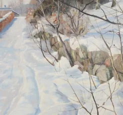Pamono Harald Pryn, Winter Landscape, 1949, Oil on Panel, Framed><noscript><img width=