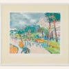 Pamono Harbor Promenade, Color Lithograph> Impressionist