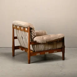 Discount Pamono Hardwood and Suede Lounge Chair in the style of Percival Lafer and Jean Gillon, 1960s