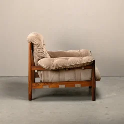 Discount Pamono Hardwood and Suede Lounge Chair in the style of Percival Lafer and Jean Gillon, 1960s