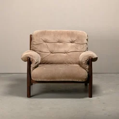 Discount Pamono Hardwood and Suede Lounge Chair in the style of Percival Lafer and Jean Gillon, 1960s