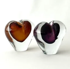 Outlet Pamono Hearts in Violet and Amber Enclosed from JS Studio, Set of 2