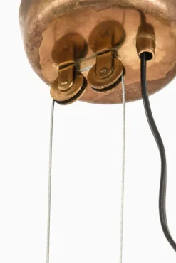 Pamono Height-Adjustable Ceiling Lamp in Brass attributed to Paavo Tynell, 1950s><noscript><img width=