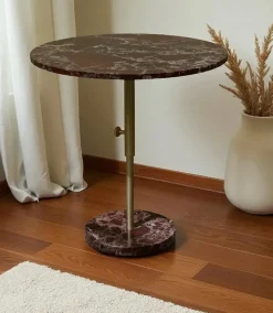 Pamono Height-Adjustable Red Marble and Brass Table, 1990s><noscript><img width=