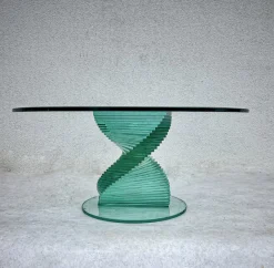 Sale Pamono Helix Spiral Sculptural Glass Coffee Table in the style of Danny Lane, 1980s