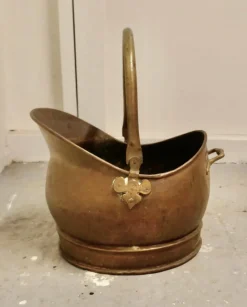 Pamono Helmet Coal Scuttle in Brass, 1930><noscript><img width=