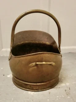 Pamono Helmet Coal Scuttle in Brass, 1930><noscript><img width=