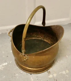 Pamono Helmet Coal Scuttle in Brass, 1930><noscript><img width=