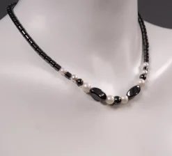 New Pamono Hematite and Quartz Necklace with Vintage Charms, 1980s